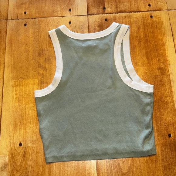 Madewell Green and White Cropped Tank Top - Picture 3 of 3